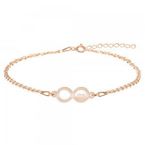 Amour - Bratara personalizata infinit si inimioara din argint 925 placat cu aur roz Amour - Bratara personalizata infinit si inimioara din argint 925 placat cu aur roz
