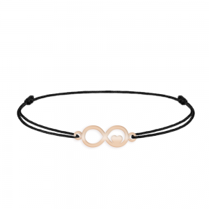 Amour - Bratara personalizata snur infinit si inimioara din argint 925 placat cu aur roz Amour - Bratara personalizata snur infinit si inimioara din argint 925 placat cu aur roz