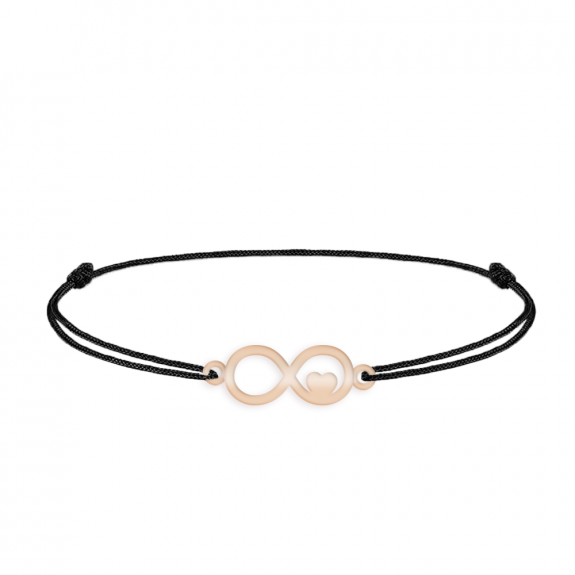 Amour - Bratara personalizata snur infinit si inimioara din argint 925 placat cu aur roz