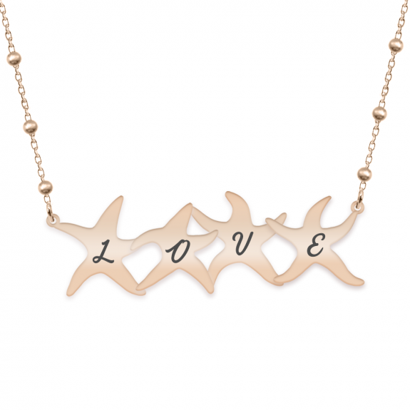 Andreea - Colier personalizat cu stelute de mare din argint 925 placat cu aur 24K roz Andreea - Colier personalizat cu stelute de mare din argint 925 placat cu aur 24K roz