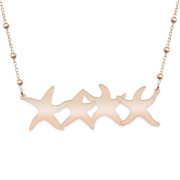 Andreea - Colier personalizat cu stelute de mare din argint 925 placat cu aur 24K roz Andreea - Colier personalizat cu stelute de mare din argint 925 placat cu aur 24K roz