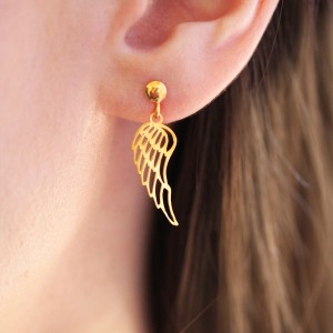 Angela - Cercei personalizati aripi cu tija din argint 925 placat cu aur galben 24K Angela - Cercei personalizati aripi cu tija din argint 925 placat cu aur galben 24K