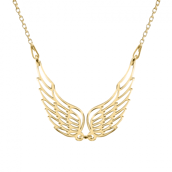 Angela - Colier personalizat doua aripi ingeras din argint 925 placat cu aur galben 24K