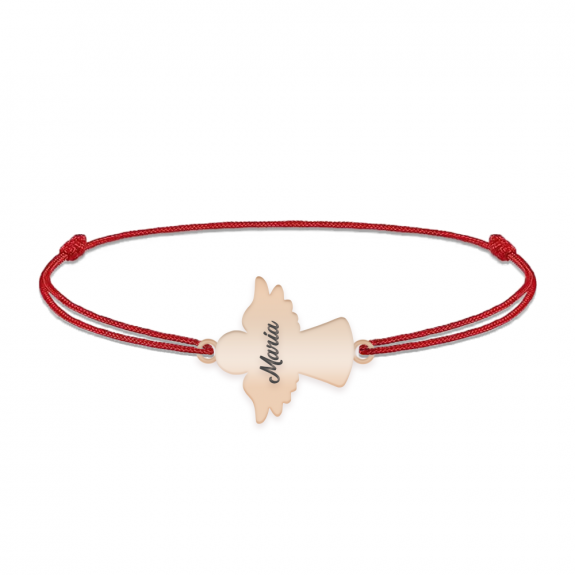 Angelino - Bratara personalizata snur ingeras din argint 925 placat cu aur roz