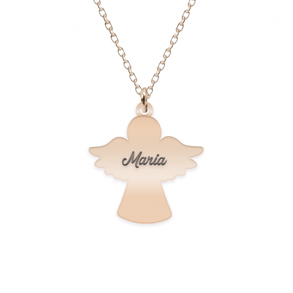 Angelino - Colier personalizat ingeras din argint 925 placat cu aur roz