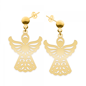 Aniela - Cercei personalizati cu tija si ingeras din argint 925 placat cu aur galben 24K Aniela - Cercei personalizati cu tija si ingeras din argint 925 placat cu aur galben 24K