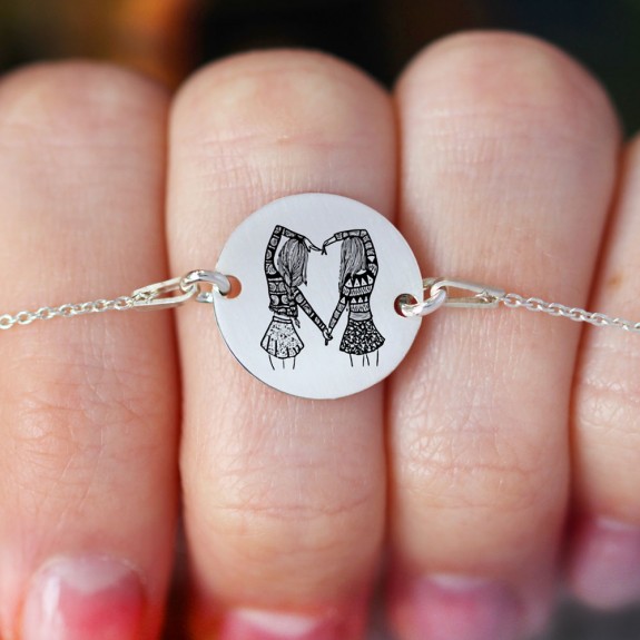 Anabella - Bratara personalizata banut pentru prietene/surori din argint 925