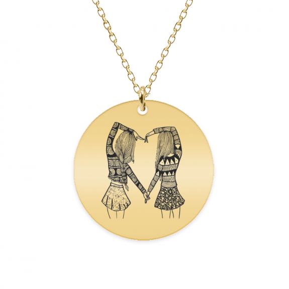 Anabella - Colier personalizat banut pentru prietene/surori din argint 925 placat cu aur galben 24K