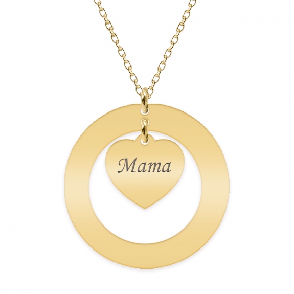 Anne - Colier personalizat din argint 925 placat cu aur galben 24K, cu cerc si inimioara Anne - Colier personalizat din argint 925 placat cu aur galben 24K, cu cerc si inimioara