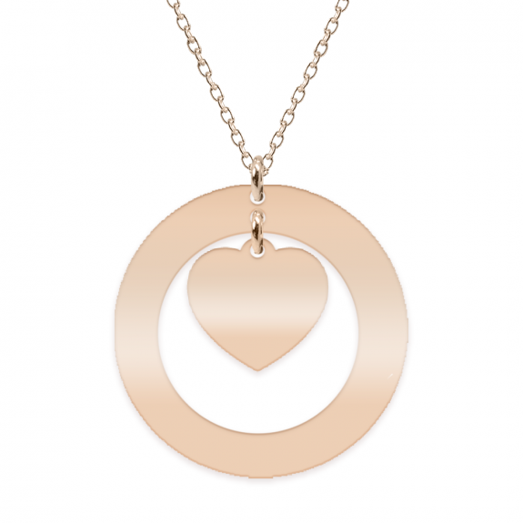 Anne - Colier personalizat din argint 925 placat cu aur roz, cu cerc si inimioara Anne - Colier personalizat din argint 925 placat cu aur roz, cu cerc si inimioara