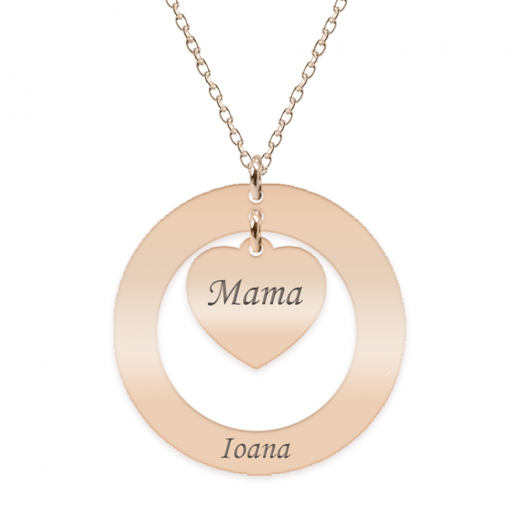 Anne - Colier personalizat din argint 925 placat cu aur roz, cu cerc si inimioara Anne - Colier personalizat din argint 925 placat cu aur roz, cu cerc si inimioara