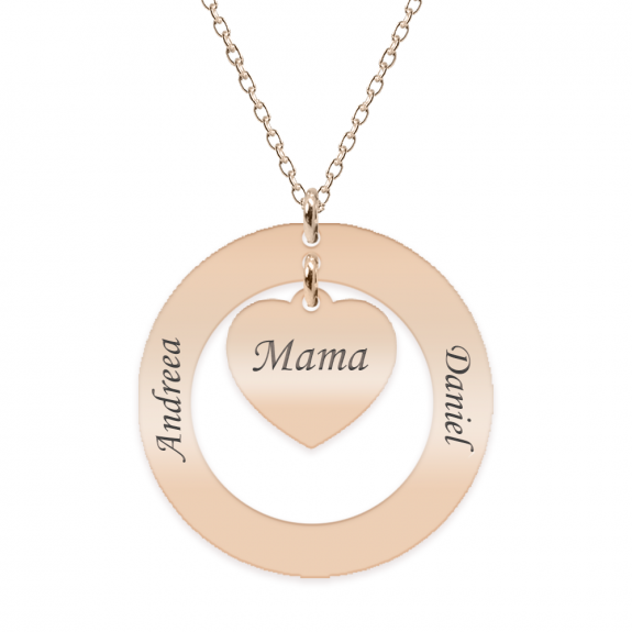 Anne - Colier personalizat din argint 925 placat cu aur roz, cu cerc si inimioara Anne - Colier personalizat din argint 925 placat cu aur roz, cu cerc si inimioara