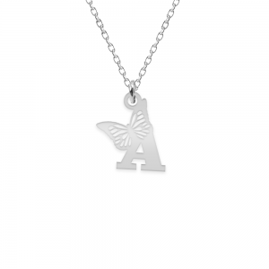 Aria - Colier personalizat cu litera si fluturas din argint 925