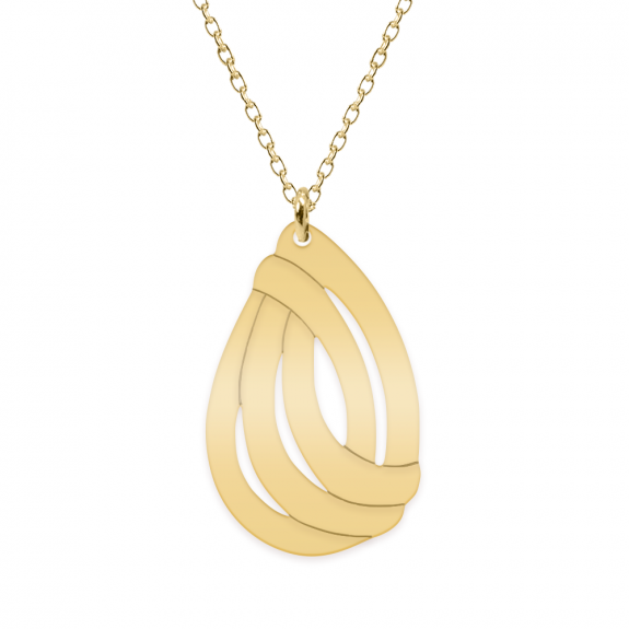 Ava - Colier personalizat lacrima mare cu nume din argint 925 placat cu aur galben 24 Karate