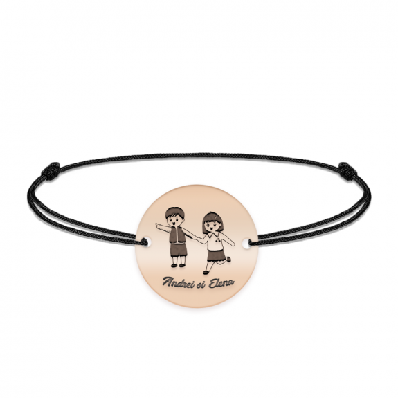 Undulate Admin tissue Best Friends - Bratara personalizata snur prieteni din argint 925 placat cu  aur roz