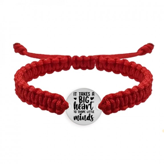 Big Heart - Bratara personalizata snur impletit pentru profesori "It takes a big heart to shape little minds" din argint 925