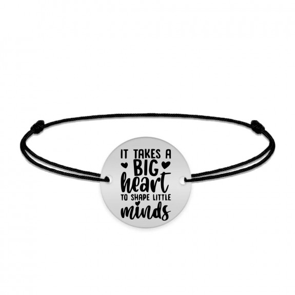 Big Heart - Bratara personalizata snur pentru profesori "It takes a big heart to shape little minds" din argint 925