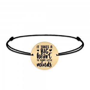 Big Heart - Bratara personalizata snur pentru profesori "It takes a big heart to shape little minds" din argint 925 placat cu aur galben 24K Big Heart - Bratara personalizata snur pentru profesori "It takes a big heart to shape little minds" din argint 925 placat cu aur galben 24K