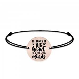 Big Heart - Bratara personalizata snur pentru profesori "It takes a big heart to shape little minds" din argint 925 placat aur roz Big Heart - Bratara personalizata snur pentru profesori "It takes a big heart to shape little minds" din argint 925 placat aur roz