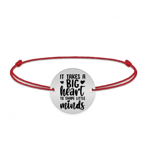 Big Heart - Bratara personalizata snur pentru profesori "It takes a big heart to shape little minds" din argint 925