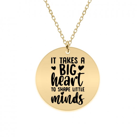 Big Heart - Colier personalizat pentru profesori "It takes a big heart to shape little minds" din Argint 925 placat cu aur galben 24K