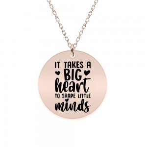 Big Heart - Colier personalizat pentru profesori "It takes a big heart to shape little minds" din Argint 925 placat cu aur roz Big Heart - Colier personalizat pentru profesori "It takes a big heart to shape little minds" din Argint 925 placat cu aur roz