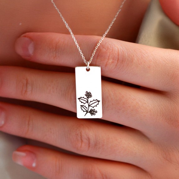 Birth Flower - Colier personalizat floarea lunii din argint 925 placat cu aur galben 24K