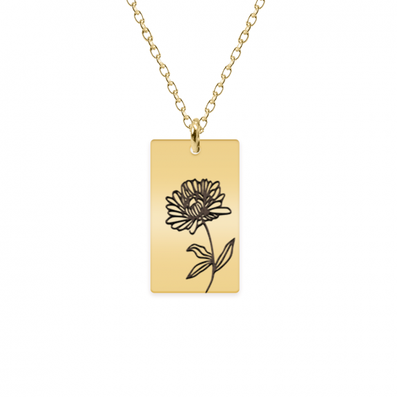 Birth Flower - Colier personalizat floarea lunii din argint 925 placat cu aur galben 24K