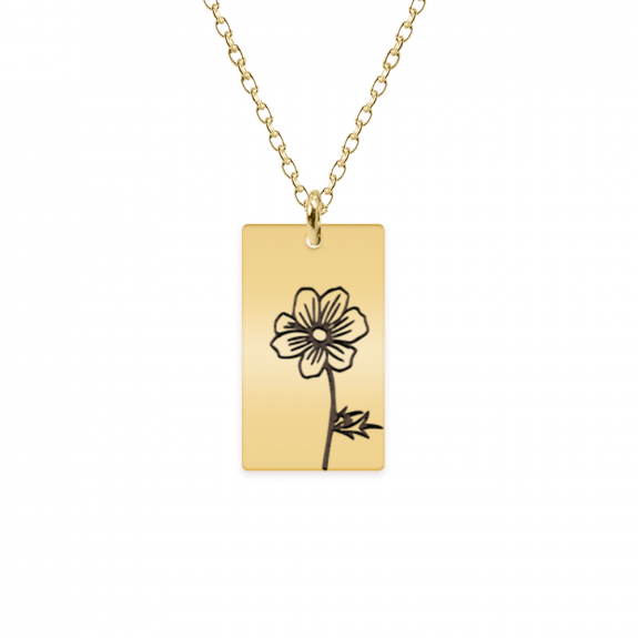 Birth Flower - Colier personalizat floarea lunii din argint 925 placat cu aur galben 24K