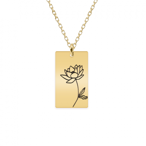 Birth Flower - Colier personalizat floarea lunii din argint 925 placat cu aur galben 24K