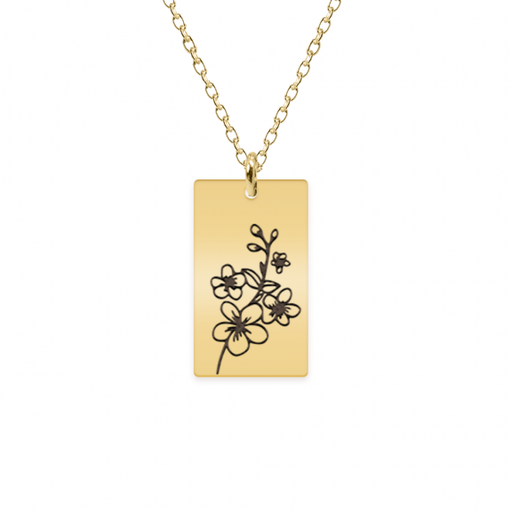 Birth Flower - Colier personalizat floarea lunii din argint 925 placat cu aur galben 24K