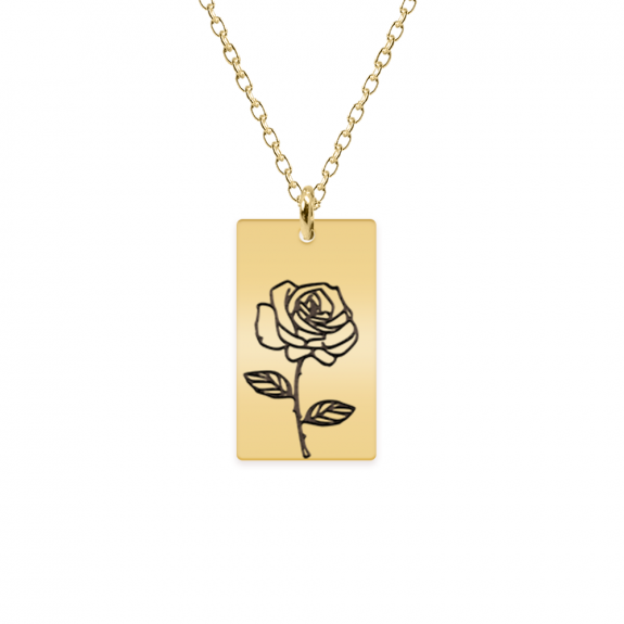 Birth Flower - Colier personalizat floarea lunii din argint 925 placat cu aur galben 24K