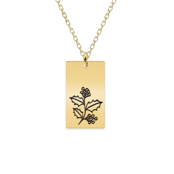 Birth Flower - Colier personalizat floarea lunii din argint 925 placat cu aur galben 24K