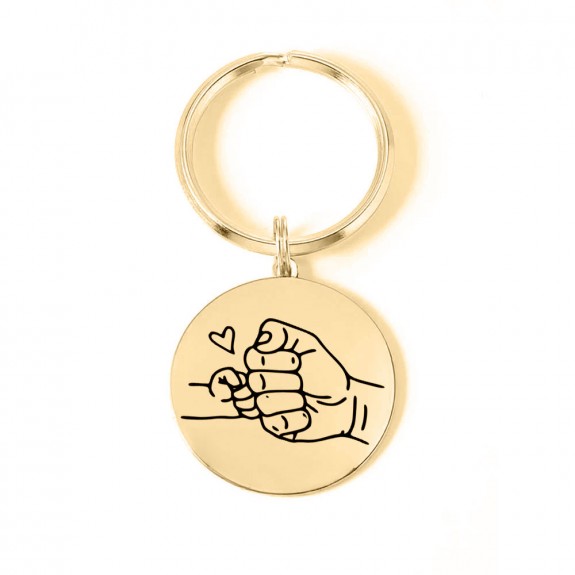 Alan - Breloc personalizat  pentru tata cu banut din argint 925 si inel din otel inoxidabil placat cu aur galben 24 karate Alan - Breloc personalizat  pentru tata cu banut din argint 925 si inel din otel inoxidabil placat cu aur galben 24 karate