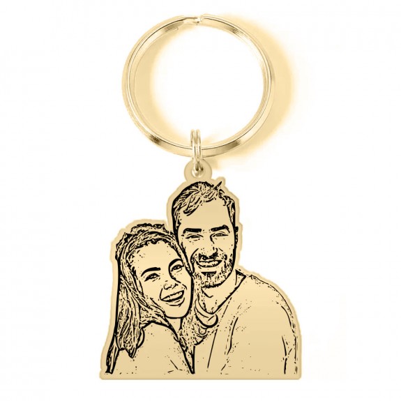 Me - Breloc personalizat siluete cu fotografie din argint si inel de inox placat cu aur galben 24 karate Me - Breloc personalizat siluete cu fotografie din argint si inel de inox placat cu aur galben 24 karate