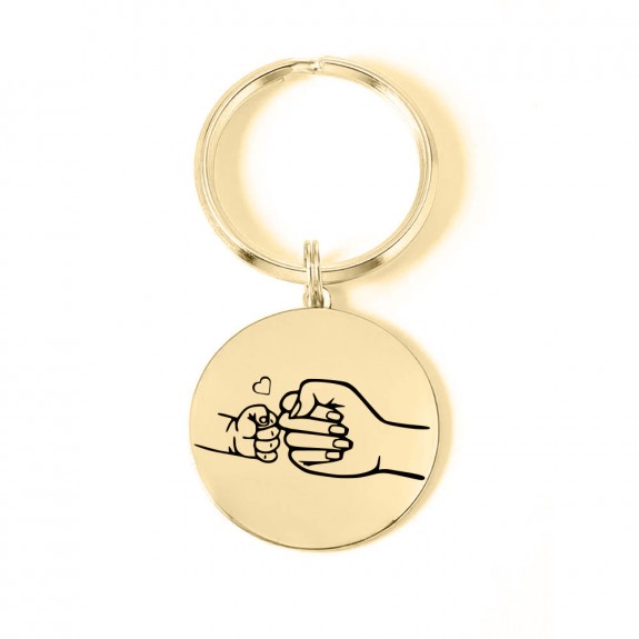 Nala - Breloc personalizat  pentru mama cu banut din argint 925 si inel din otel inoxidabil placat cu aur galben 24 karate Nala - Breloc personalizat  pentru mama cu banut din argint 925 si inel din otel inoxidabil placat cu aur galben 24 karate