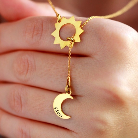 Bright - Colier din argint personalizat - Soare si luna