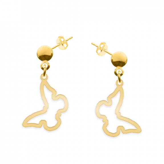 Butterfly - Cercei personalizati cu tija si fluturas din argint 925 placat cu aur galben 24K Butterfly - Cercei personalizati cu tija si fluturas din argint 925 placat cu aur galben 24K