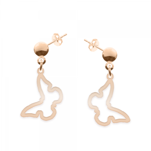 Butterfly - Cercei personalizati cu tija si fluturas din argint 925 placat cu aur roz Butterfly - Cercei personalizati cu tija si fluturas din argint 925 placat cu aur roz