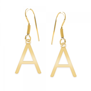 Caracter - Cercei personalizati cu tortita deschisa si litera din argint 925 placat cu aur galben 24K Caracter - Cercei personalizati cu tortita deschisa si litera din argint 925 placat cu aur galben 24K