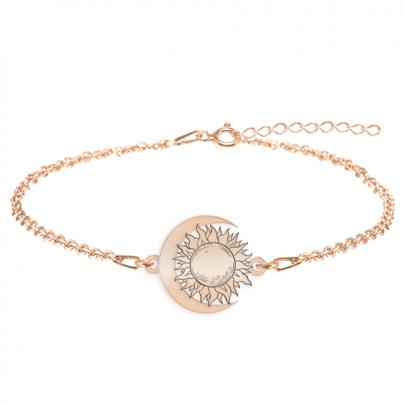 Ceres - Bratara personalizata Soare si Luna din argint 925 placat cu aur roz