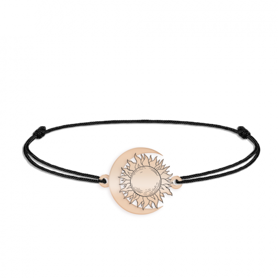 Ceres - Bratara personalizata snur Soare si Luna din argint 925 placat cu aur roz