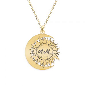 Ceres - Colier personalizat Soare si Luna din argint 925 placat cu aur galben 24K