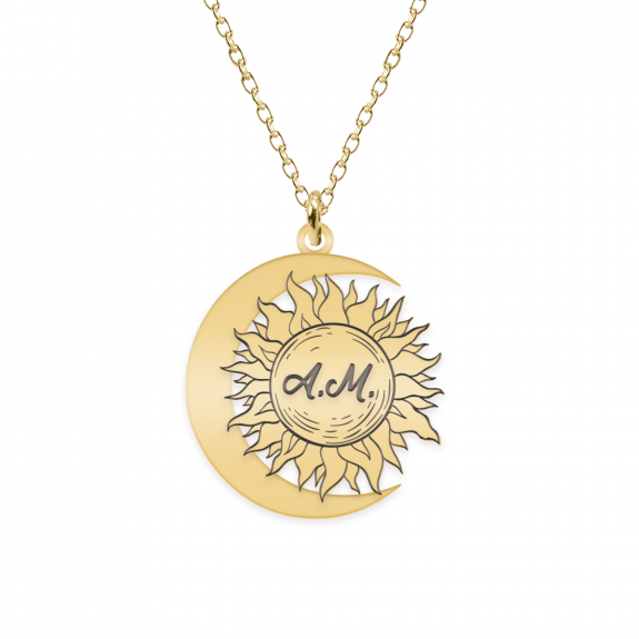 Ceres - Colier personalizat Soare si Luna din argint 925 placat cu aur galben 24K