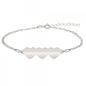 Cesur - Bratara personalizata trei inimi din argint 925