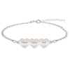 Cesur - Bratara personalizata trei inimi din argint 925 Cesur - Bratara personalizata trei inimi din argint 925