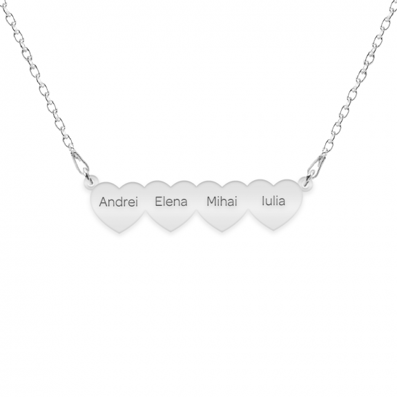 Cesur - Colier personalizat cu inimi din argint 925