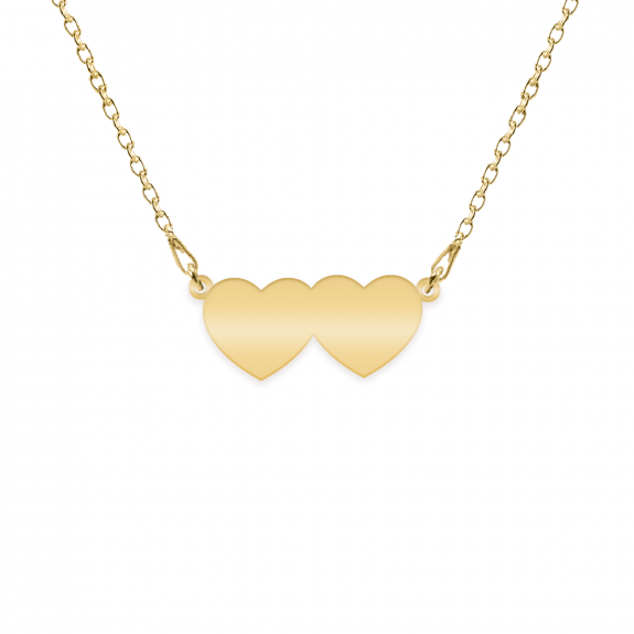 Cesur - Colier personalizat cu inimi din argint 925 placat cu aur galben 24K