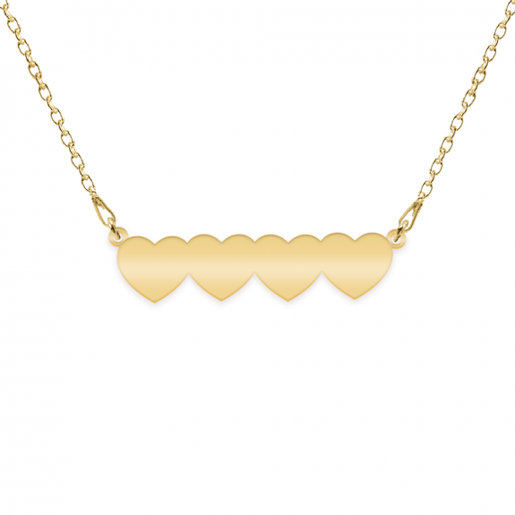 Cesur - Colier personalizat cu inimi din argint 925 placat cu aur galben 24K