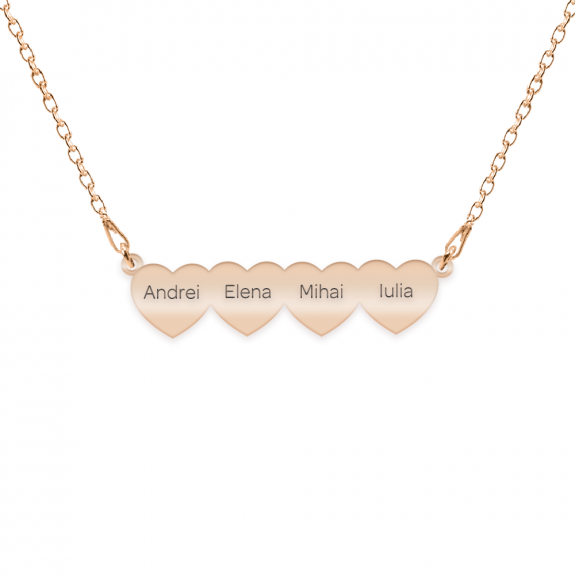 Cesur - Colier personalizat trei inimi din argint 925 placat cu aur roz Cesur - Colier personalizat trei inimi din argint 925 placat cu aur roz